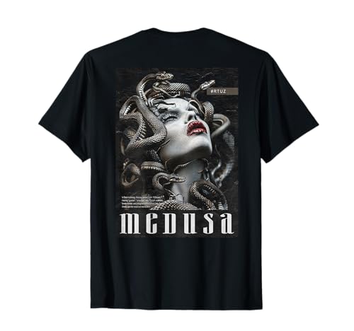 Gorgona Diosa Serpiente Mitología Griega backprint Medusa Camiseta