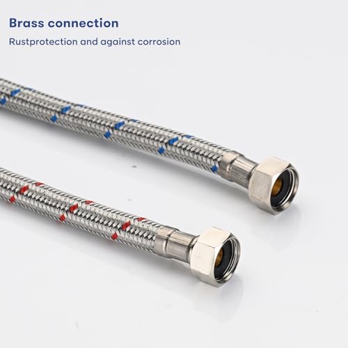 2 Stück Anschlussschlauch Armatur, BuntHaus Flexschlauch Wasserhahn Schlauch 50cm, G3/8 X M10 Edelstahl Geflochtener Flexibler Armaturenschlauch für Küche Mischbatterie