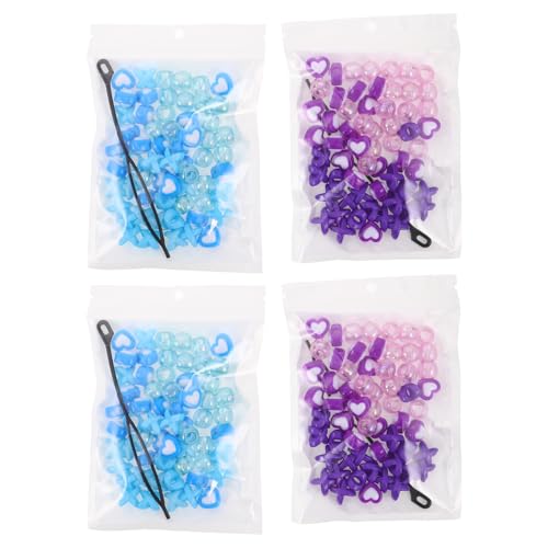 Perles pour tresses et dreadlocks en acrylique colorées (4 sachets)