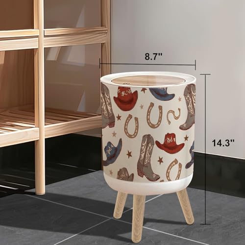 Pequeña caneca de basura con tapa y patas de madera miniatura 3