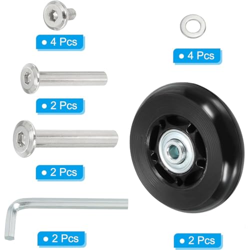 68 x 24 mm, 2 peças de rodas de substituição de mala de bagagem, rodas giratórias de borracha, rolam