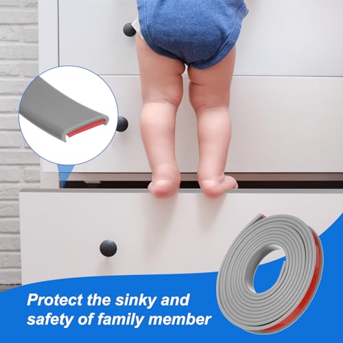 QUARKZMAN U-Form Kantenband, 9,8ft x 5/7 Zoll TPE Selbstklebende Furnierkante, Sperrholz Kantenabschluss Flexibler Möbelkantenschutz für Arbeitsplatte Schrankregal (Grau).