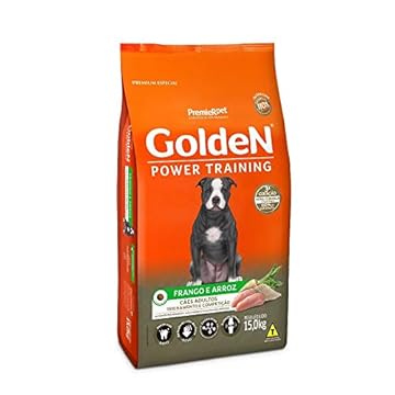 Ração Golden Power Training para Cães Adultos Sabor Frango e Arroz, 15kg Premier Pet Para Todas Grande Adulto,