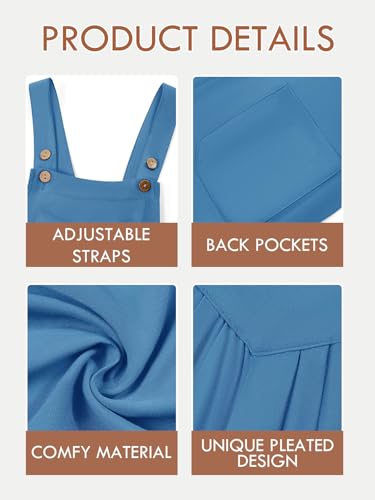 Image of Haloumoning Girls Overalls Kids Casual Sleeveless Wide Leg Jumpsuit Loose Rompers with Pockets 5-14 Years