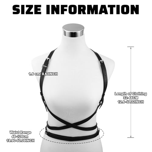 APLZGMG Punk Harness Damen, Gothic Weste Gürtel, Punk Taillengürtel, PU Leder Harness Gürtel, Verstellbare Körperkette Brust Kette für Frauen Mädchen Cosplay Party Rave Outfit Halloween Kostüm