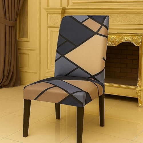 Image of Homerz Premium 6 Seater Dining Table Cloth with 6 Dining Chair Covers,Elastic Fitted Chair Slipcovers, Printed Polycotton Fabric, Table Cloth Size 60x90 inch (Biscoff)