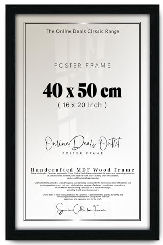 Online Deals | MDF Picture Frame (40 x 50 CM) 50 for Personalized Photo Collages, Art Designs & Quotes, Elegant MDF Finish, Easy Hanging Hooks [ Black ]