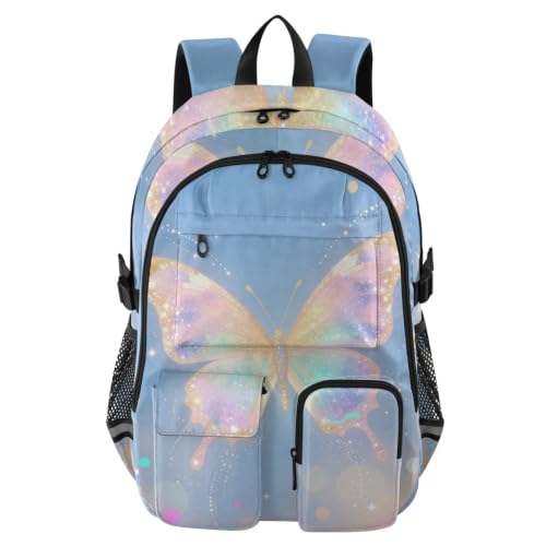 Mochila de viaje espaciosa de mariposas para organizar libros y portátil