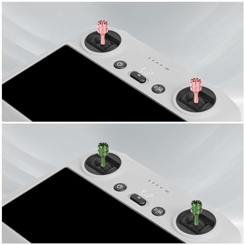 Image of 4pcs Drone Control Sticks for DJI Mini 3 Pro DJI RC Smart Controller, Drone Remote Joysticks Detachable Thumb Rocker Replacement Controller Sticks (Pink Green)
