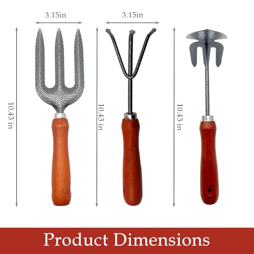Juego de herramientas de jardinería de madera 8 piezas miniatura 3