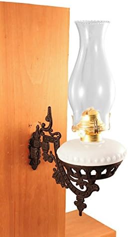 Vermont Lanterns - Glass Oil Lamp & Cast Iron Wall Bracket (Opal White)