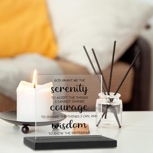 Serenity Prayer Office Decor Sign, God Grant Me The Serenity, Inspirational Gifts Positive Saying Quotes Signs, Sobriety Recovery Plaque Mental Health Gift for Mom Women Friends Colleague TZJ51