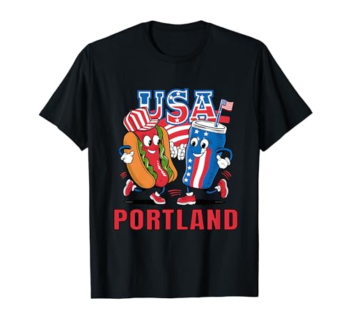 Fun USA Portland Hot Dog and Soda Men Women Kids T-Shirt