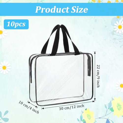 Molain 10 Pack Large Clear Makeup Bags with Zipper Handle, 12x9x4 Inch PVC Toiletry Travel Bag Waterproof Cosmetic Tote Pouch Transparent Storage Organizer for Women Men2