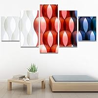 SIGNWIN 5 Panel Canvas Wall Art Modern Art Abstract Closeup Geometric Lights Mixed Media Modern Multicolor for Home Decorations Ready to Hang - 60