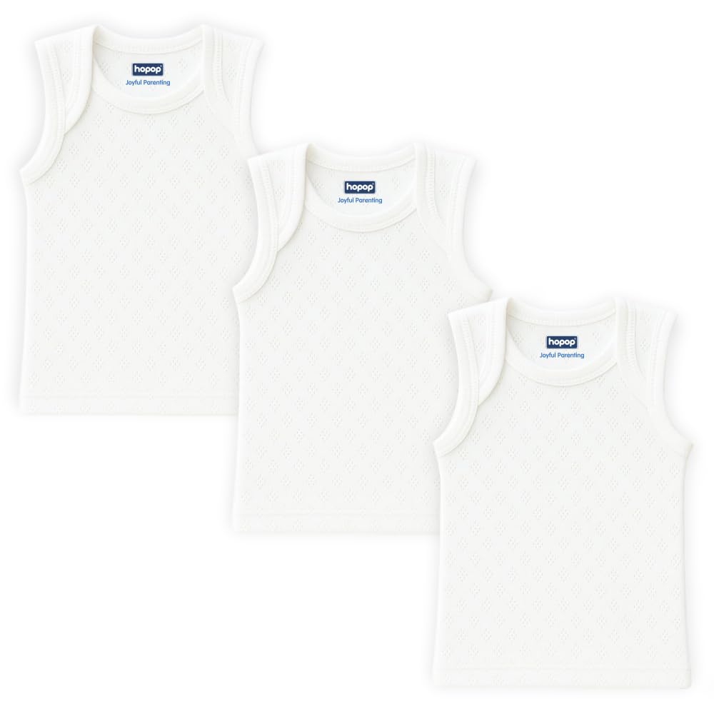 Baby Vest | 100% Soft Cotton Inner Wear Vest Baniyan for Kids | Sleeveless Kids Sando/Ganji with Envelope Neck | Baby Vest for Premie | Pack of 3 | White-image-7