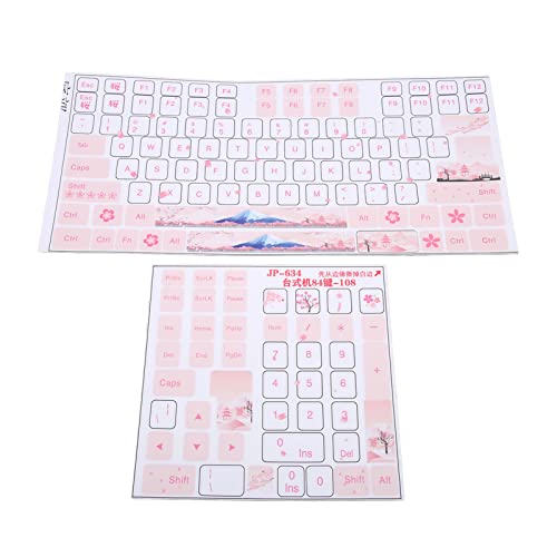 Keyboard Cover Stickers - PVC Decorative Universal Desktop Computer Mechanical Keyboard Clear Beautiful English Keycap Stickers for 84 to 108 Keys