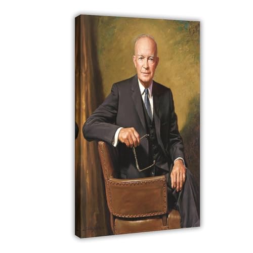 Impression sur toile Eisenhower 20x30 cm portrait décoration murale de bureau et salon