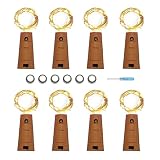 VOOKRY 8 Pack 20LED Wine Bottle Lights with Cork, Battery Operated Fairy String Lights Mini Copper W