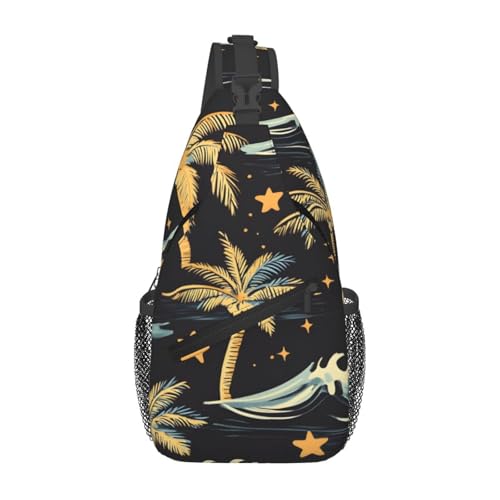 Morrales Sling con patrón de palma para viaje y outdoor miniatura 1