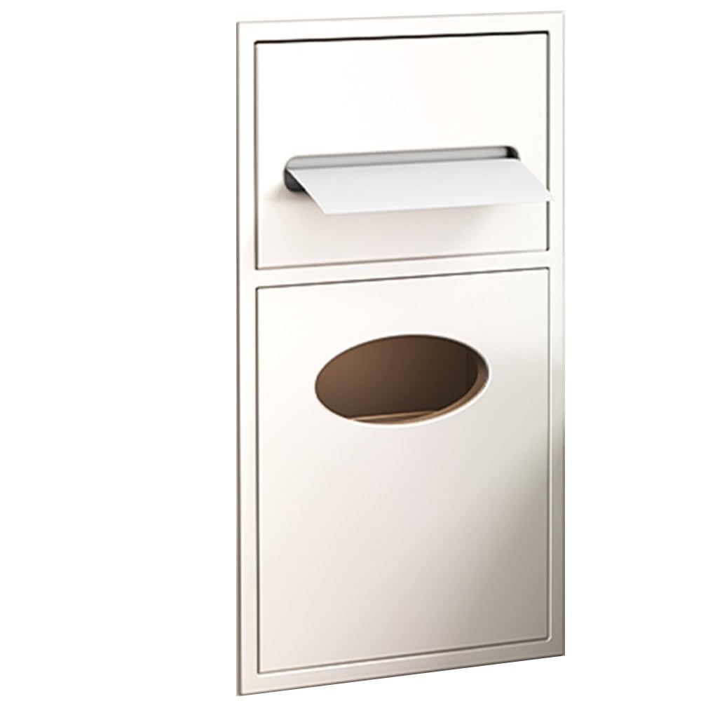 SaryEdge Stainless Steel Bathroom Shelf Wall-Mounted Toilet Paper Holder with Trash Can Ideal for Bedroom & Kitchen Decor,White-20X52X13.5cm-8X20X5.3in,White-20X52X13.5cm-8X20X5.3in