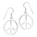High Polish Peace Sign Hippie Symbol .925 Sterling Silver Simple Dangle Earrings