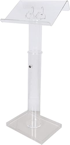 WINUS Atril Podium, 31.50"-51.18" Altura Ajustable Exposición Discurso Acrílico Transparente Bienvenida Plataforma de Elevación Podio Atril