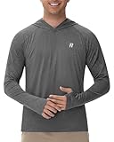 Runhit Fishing Shirts for Men Long Sleeve Hoodie Sun Shirts UPF 50 UV Protection Lightweight Swim SPF Rash Guard Hiking Running Athletic (Large,Charcoal Gray)