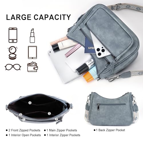 Image of Crossbody Purses for Women Trendy Leather Crossbody Bag,Multi Pocket Shoulder Handbag Lightweight Travel Purse
