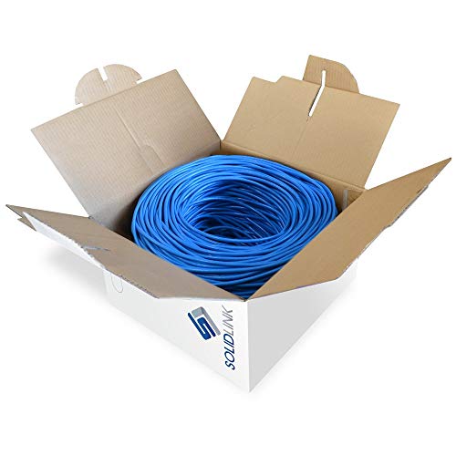 Image of CAT5e Ethernet Cable 1000ft - 24AWG Solid CCA UTP Unshielded CAT 5e, High Speed Lan Network, RJ45 Cable, Easy Pull Box Ethernet Cord (Blue)