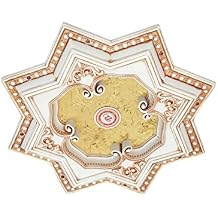Eight-Pointed Star Chandelier Ceiling Medallion and Fan Medallion, 24 Inches, Ivory and Gold