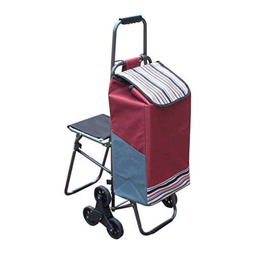 Carrello della Spesa Scale Carrello della Spesa Può Sedersi Carrello della Spesa con Sgabello Sedile Piccolo Carrello da Tirare Asta Pieghevole Carrello Vecchio Carrello Carrello della Spesa ( Color :