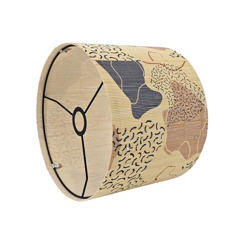Image of Modern Translucent Barrel bamboo lamp shade Art decorative with Colorful Minimalist geometric style ideal for living room bederoom Table Floor Lamp easy assemble size 11.8x9Inch (Abstract Geometric)