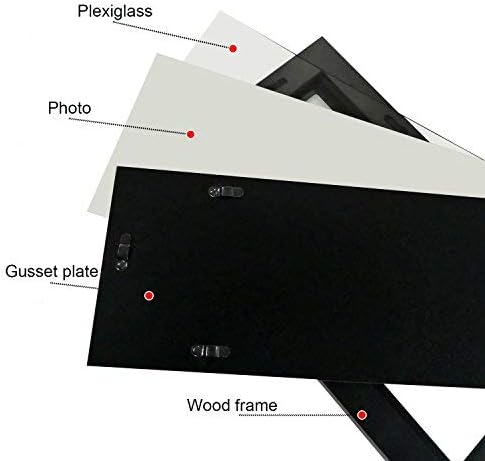 Miniatura 4 de Adeco Marco decorativo de madera para colgar en la pared, 4 x 6 pulgadas, negro, 5 aberturas divididas