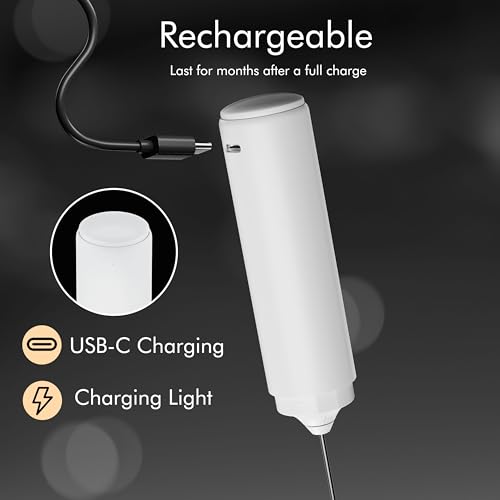 Image of Rechargeable Milk Frother Handheld, 2-IN-1 Dual Spring Whisk Electric Frother Wand for Cappuccino Latte Macchiato, Portable Drink Mixer for Coffee, Matcha, Hot Chocolate