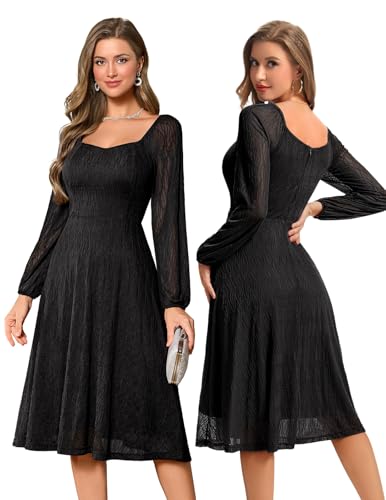Bbonlinedress Black Lace Cocktail Dress Formal Fall Wedding Guest Long