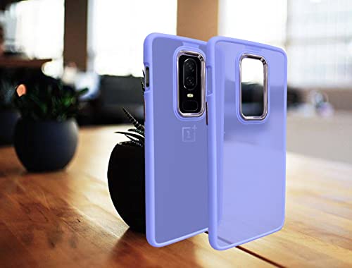 Image of A rtistque Frosted Translucent Back Cover Case for Oneplus 6 | Electroplated Chrome Ring | Raised Camera Edges for Protection | Smooth Sides TPU - Purple
