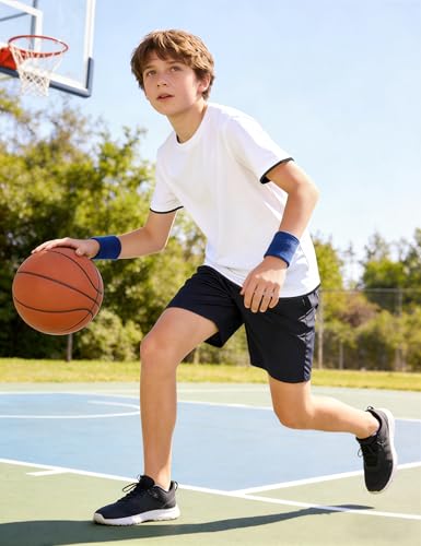 Image of Somaibo Boys Athletic Shirts Mesh Kids Short Sleeve T-Shirts Quick Dry Youth Activewear Tops for Teens