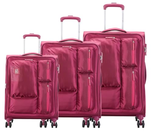 Image of VIP Adept 8W STR Set of 3 Luggage Bags | Small 55 cm Cabin, Medium 69 cm & Large 79 cm | 8 W | Anti-Theft Zipper | TSA Lock | Polyester Soft Luggage | 3 Years International Warranty