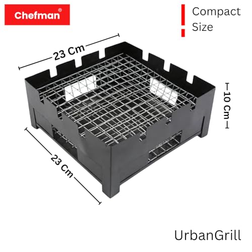 Image of Chefman Portable Charcoal Barbeque Grill | Outdoor BBQ Set with 3 Skewers | Portable & Compact Tandoor for Home, Picnic, Camping