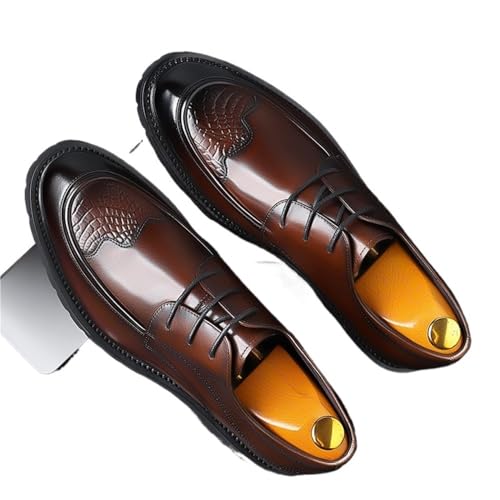 Mens Genuine Leather Korean Style Business Casual Dress Shoes British Pointed Toe Brogue Formal Wedding Footwear2
