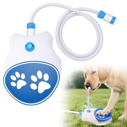 Dog Water Fountain Step On Paw Activated Outdoor Dog Drinking Fountain Press Pedal Pet Water Dispenser with Adjustable Valve for Yard Garden and Outdoor Use (Blue)