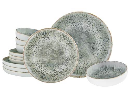 CreaTable, 21622, Serie Uno Volcano, 12-teiliges Geschirrset, Teller Set aus Steinzeug, spülmaschinen- und mikrowellengeeignet, Made in Portugal CreaTable, 21622, Serie Uno Volcano, 12-teiliges Geschirrset, Teller Set aus Steinzeug, spülmaschinen- und mikrowellengeeignet, Made in Portugal
