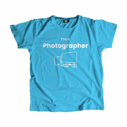 T-shirt photographe unisexe bleu ciel vêtement coton col rond