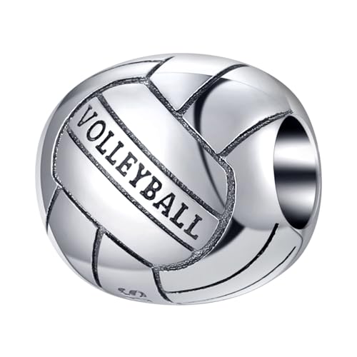 Volleyball Charm 925 Sterling Silver Sport Beach Ball Beads for DIY Charms Bracelet