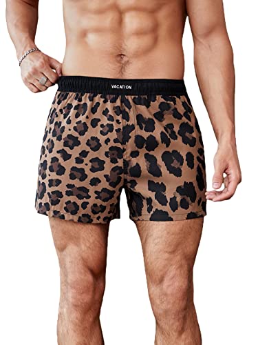 WDIRARA Men's Drawstring Waist Swim Trunks Striped Print Pocket Shorts