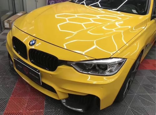 Image of WISDOM Yellow Glossy Wrap Vinyl Car & Bike Wrap Sheet Vinyl Car Wrap Sheet Roll Film Sticker Decal Sticker (24 inchx86 inch)