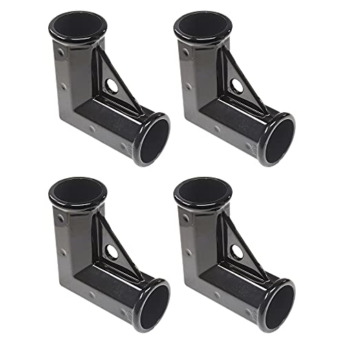 1 3/8" x 1 3/8" Black Chain Link Fence Gate Corner | Black Aluminum Gate Corner | Gate Elbow | Pack of 4