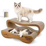 Viraagyiyou Cat Scratcher, 2-in-1 Cat Scratcher Couch, 34.25 Inch Large Corrugated Cardboard Scratching Post for Indoor Cats, Reversible & 100% Recyclable, Includes Catnip