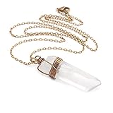Clear Crystal Quartz Point Antique Bronze Unisex Pendant Necklace 24 Inches